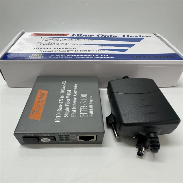 FTTH Fiber Optic Media Converter With 10/100M Netlink 25KM A/B Converter HTB3100